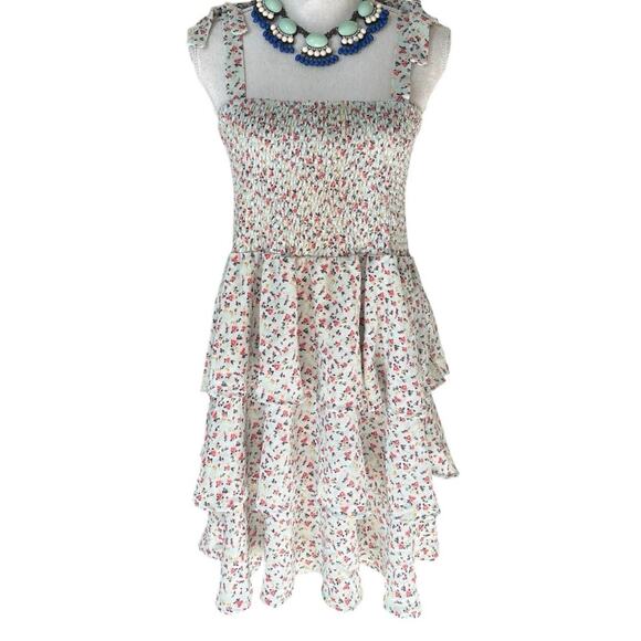 Pie in the Sky Ruffle Floral Tiered Dress Large - Picture 1 of 4